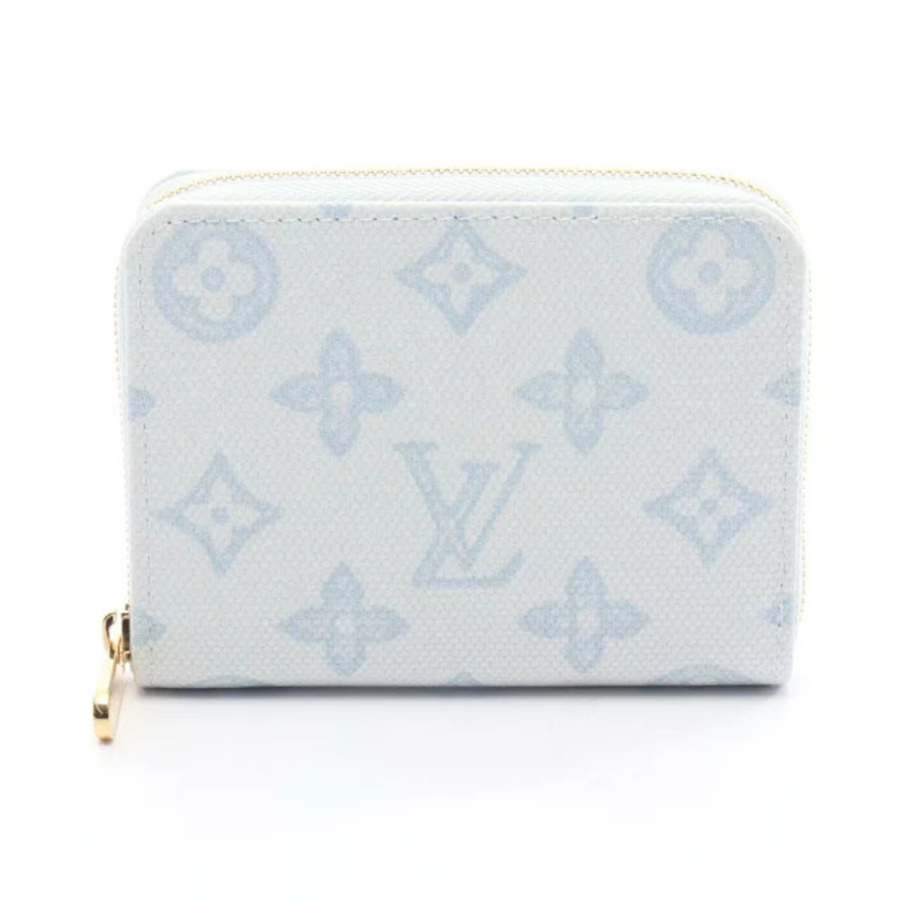 Louis Vuitton Zippy Wallet Coin Case Wallet Canvas Monogram Origin Blue Courier
